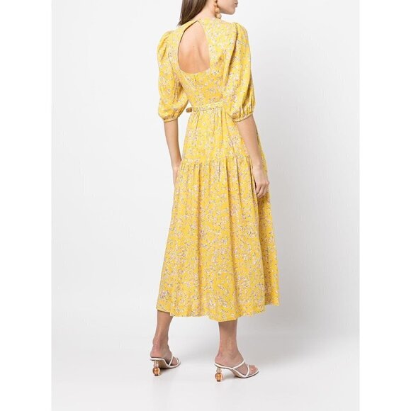 💕NICHOLAS💕 Celie Floral Print Long Dress Yellow Hastings Floral Print 10 NWOT - Picture 4 of 16